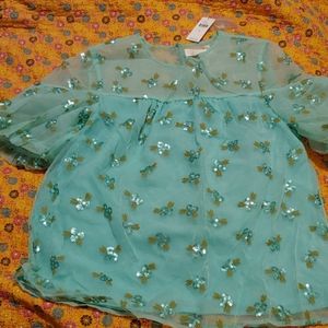 Anthropologie Sabine mint sequined blouse (4)
